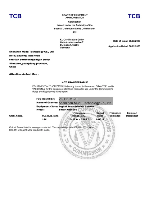 FCC Grant of Equipment Authorization — DTS — page 1