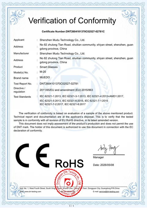 RoHS Verification of Conformity (EU 2011/65 + 2015/863) — page 1